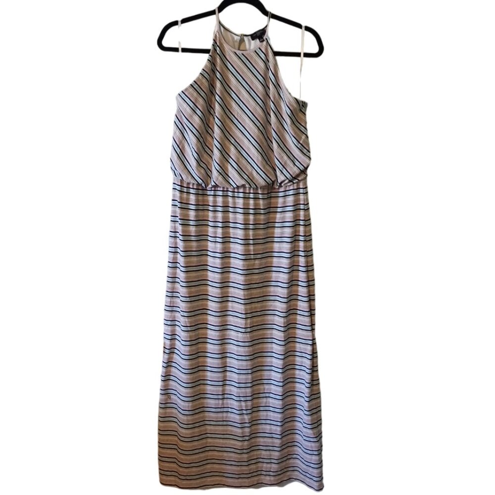 Limited Women's Striped Halter Maxi Dress, Size Large, Petite